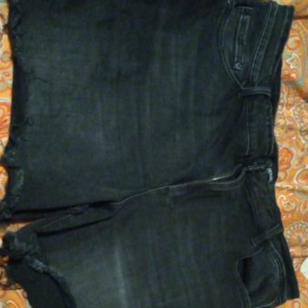 Distressed black shorts